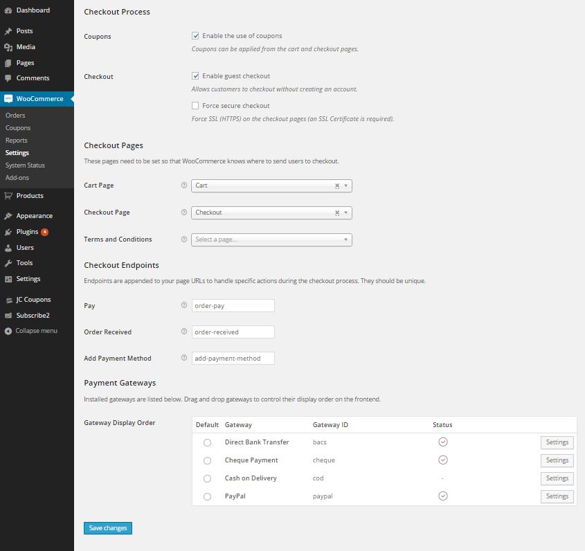 WooCommerce Checkout Settings