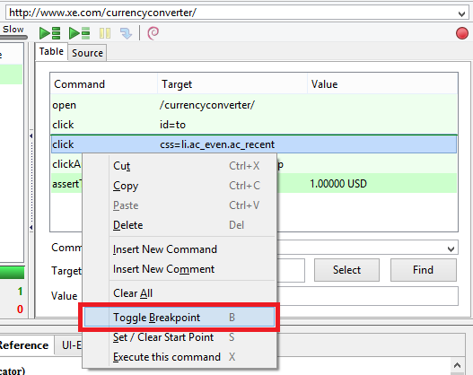 Toggle breakpoint selenium