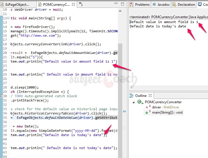 Test result Page Object Model Selenium