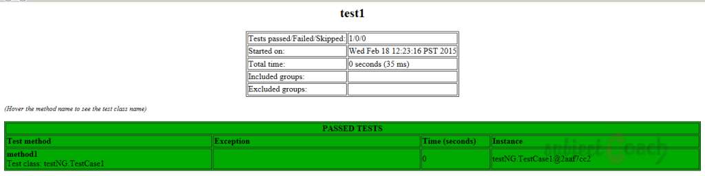 test.html testNG output