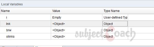 Local Variables Pane QTP