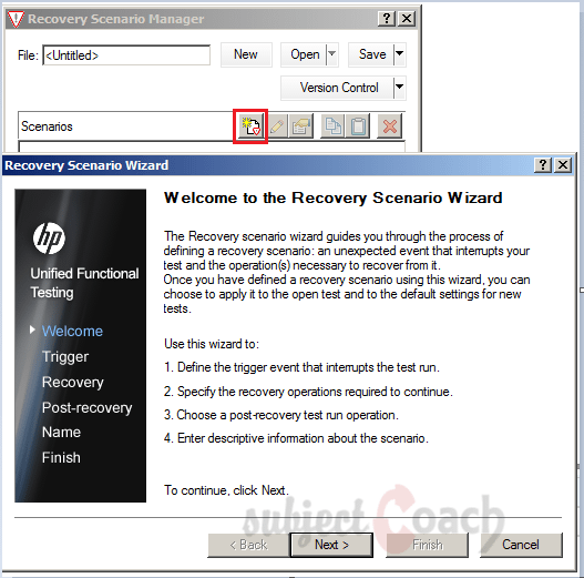 recover scenario wizard QTP