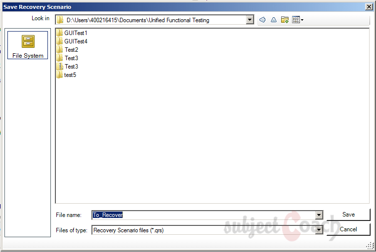 Recovery Scenario QTP