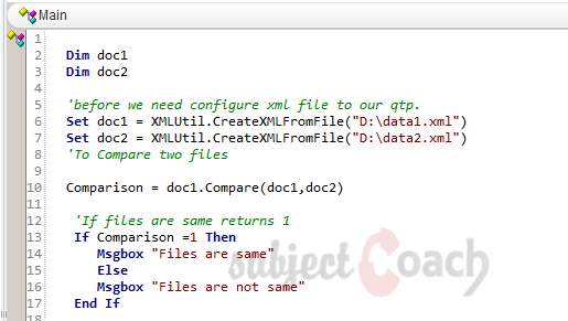 Comparing XML QTP