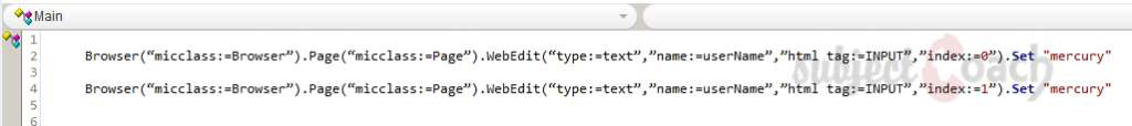 Ordinal Identifiers Example Snippet QTP