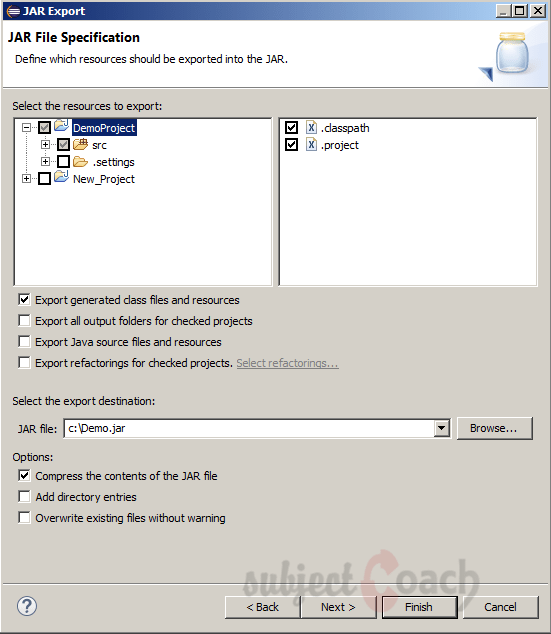 JAR file specification - eclipse