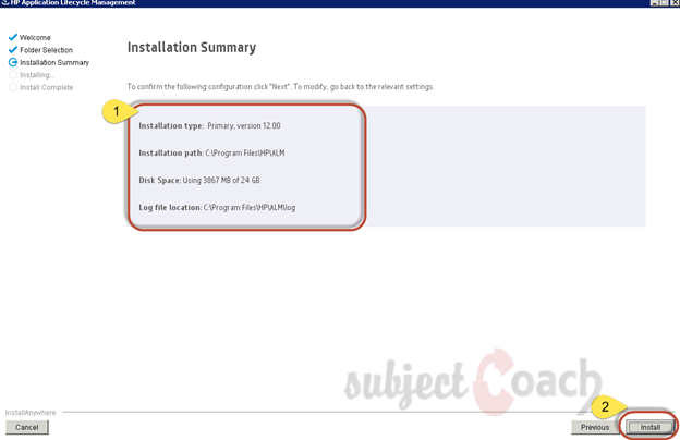 HP ALM Installation Summary 