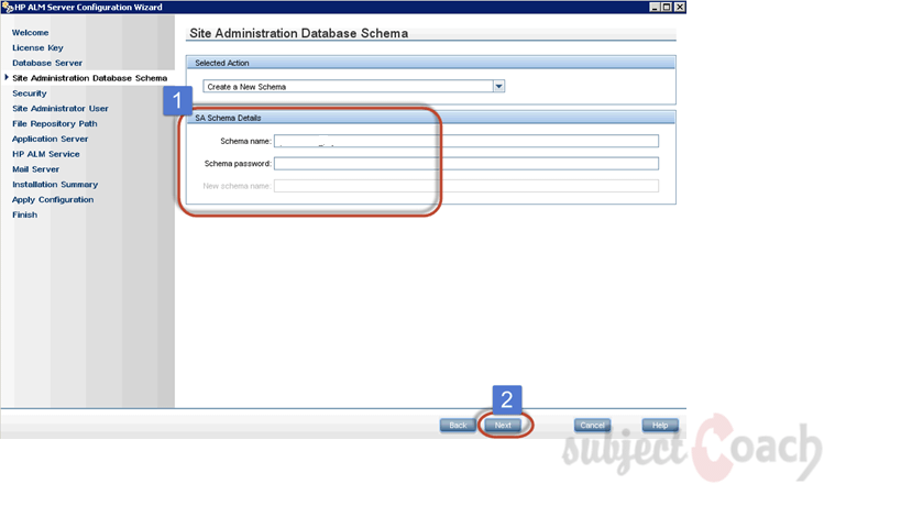 Site Admin Database Schema Name - ALM