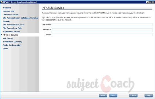 HP ALM Service setup