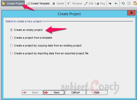 Create new project under domain HP ALM