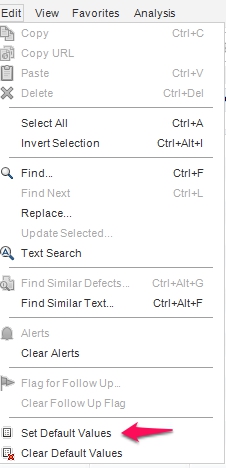 Set field defaults option HP ALM