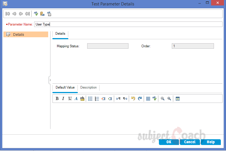 Test parameters HP ALM