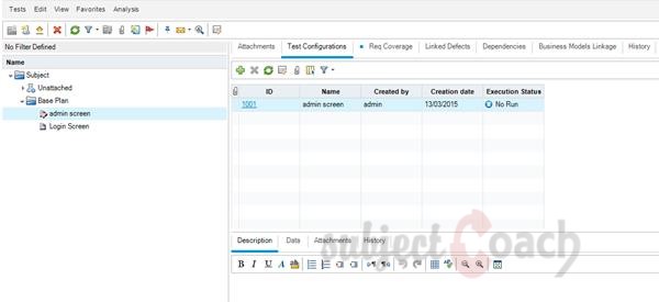 Test configuration HP ALM