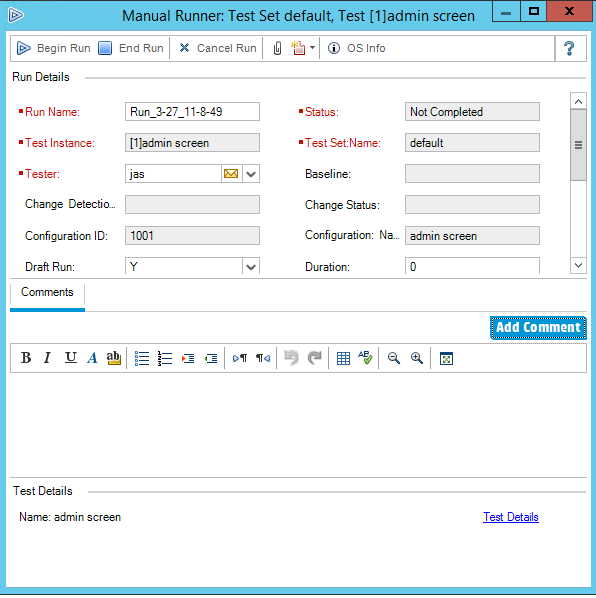 Manual runner HP ALM