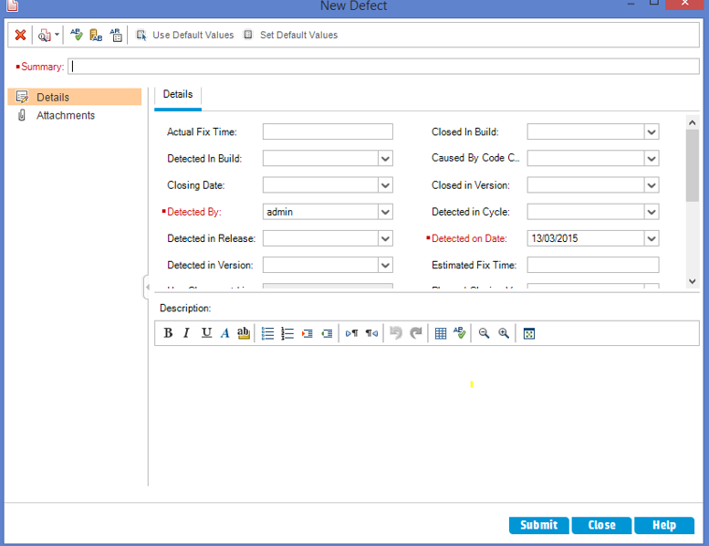 View defect details HP ALM