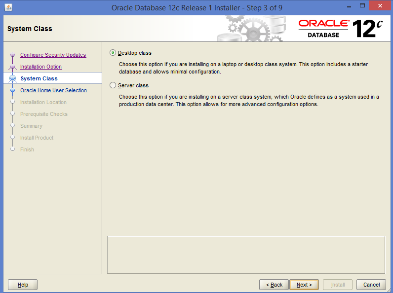 Desktop class oracle installaer