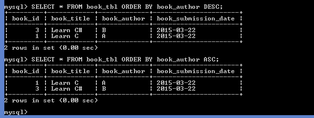 MySQL Ascending and Descending order