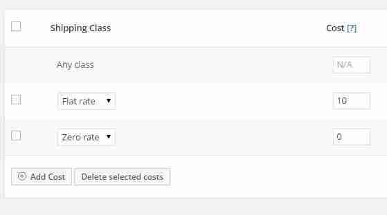 WooCommerce shipping entries