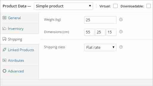 WooCommerce Physical product shipping details