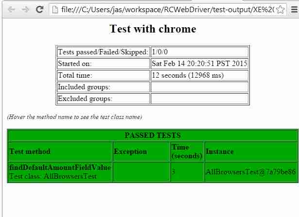 TestNG Selenium HTML output