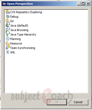 All available perspectives Eclipse