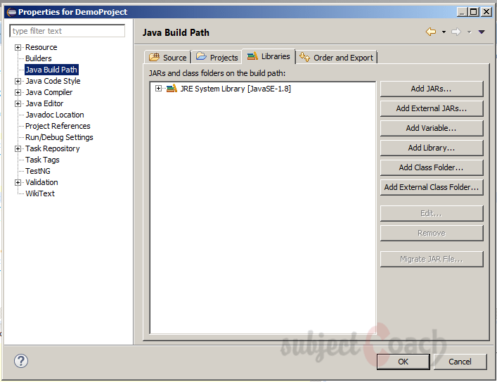 Eclipse Java Project properties 