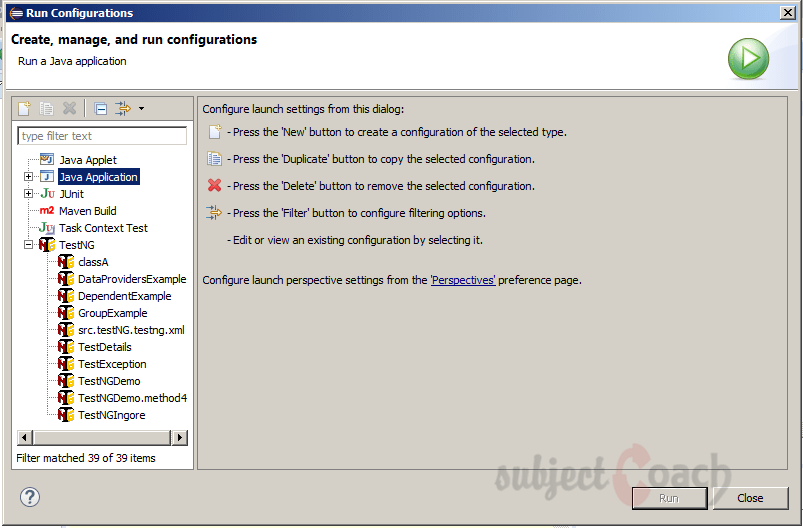 Eclipse: Run configuration