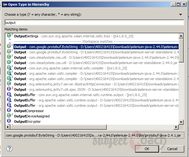 Open Type in Hierarchy - Eclipse