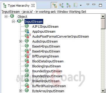 eclipse displays selected type