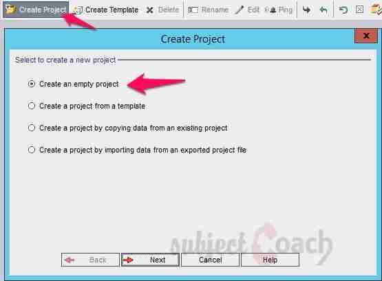 Create new project under domain HP ALM