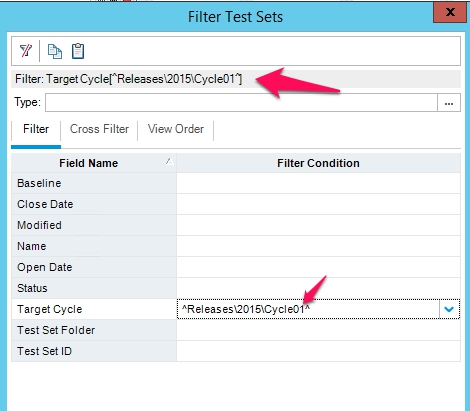 Selected Filter Criteria - HP ALM