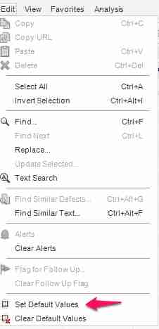 Set field defaults option HP ALM
