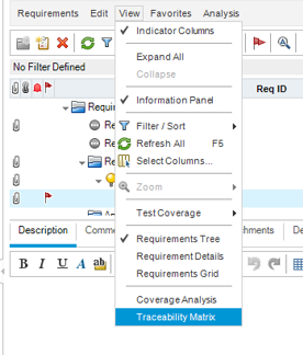 traceability matrix HP ALM