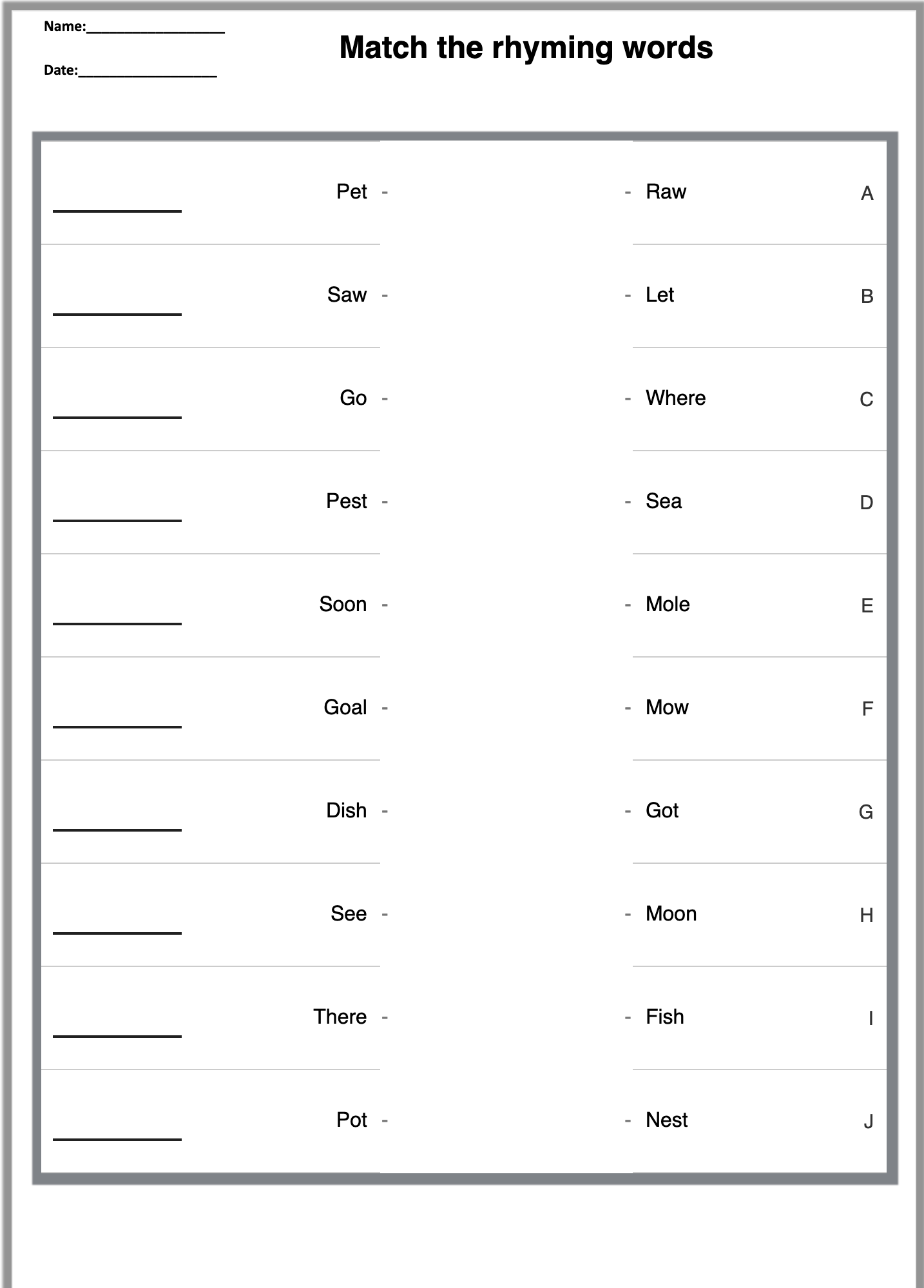 Fill in the blank worksheet maker