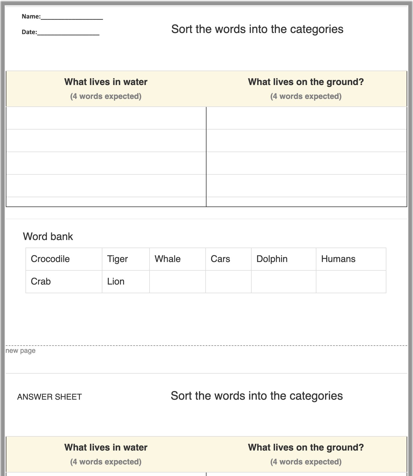 worksheet generator esl